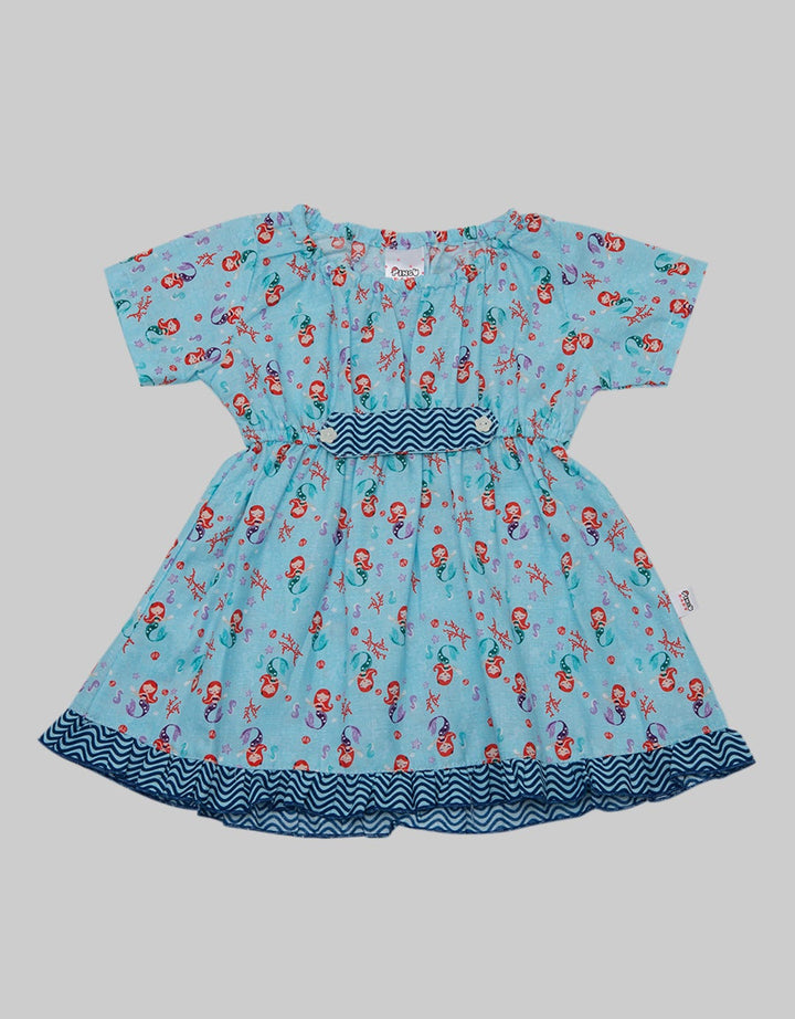 Pingu Dress Short Sleeve Baby Perempuan Print Mermaid