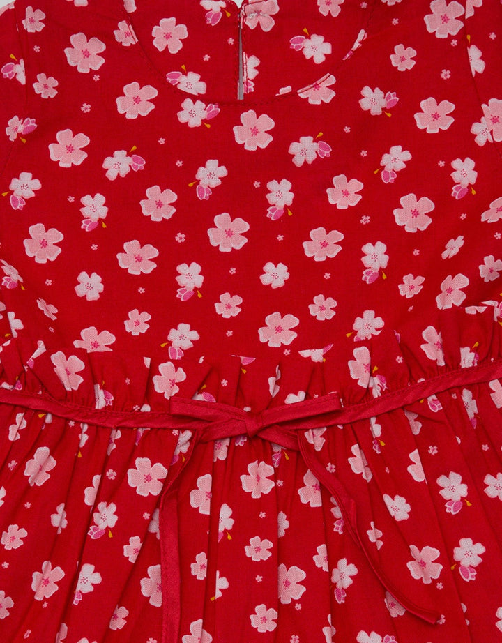 Pingu Dress Short Sleeve Baby Perempuan Print Little Flower