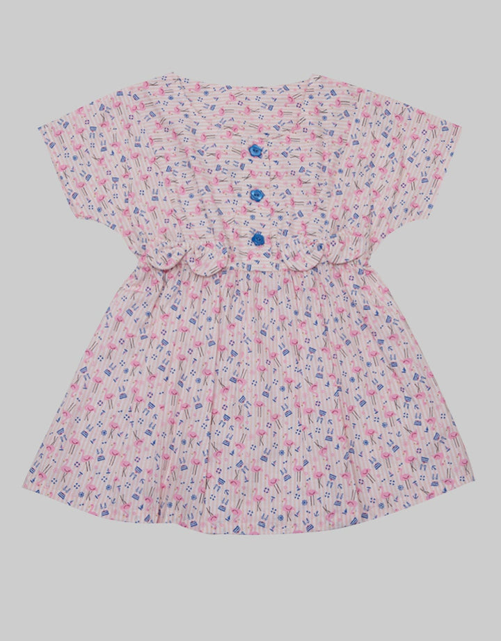 Pingu Dress Short Sleeve Baby Perempuan Double Pita