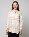 Triset Blouse Stripped Print Wanita