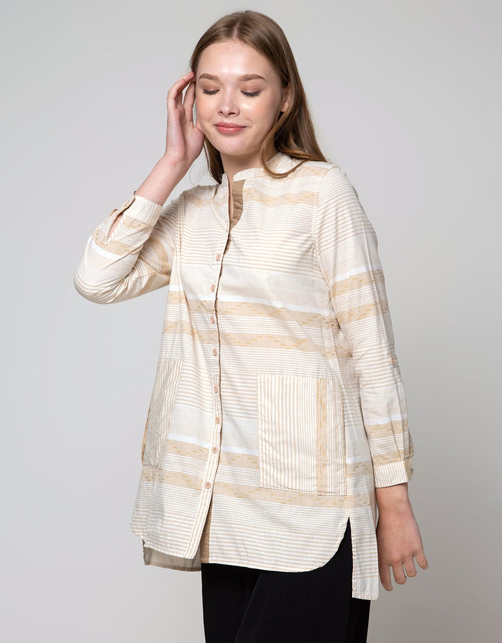 Triset Blouse Stripped Print Wanita