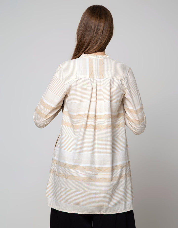 Triset Blouse Stripped Print Wanita