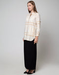 Triset Blouse Stripped Print Wanita
