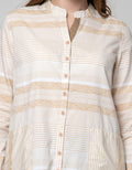 Triset Blouse Stripped Print Wanita