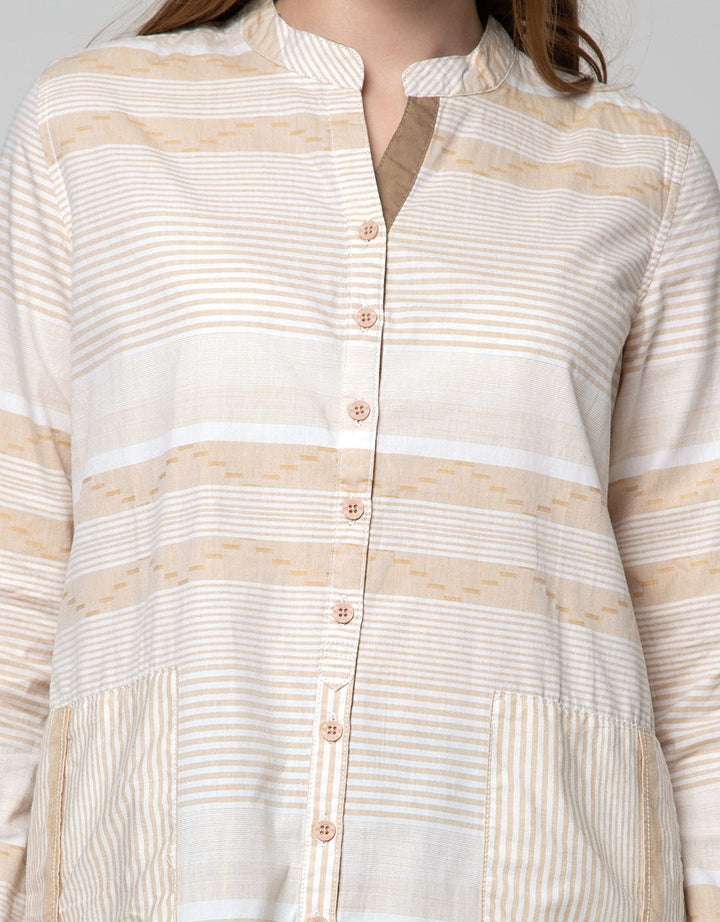 Triset Blouse Stripped Print Wanita