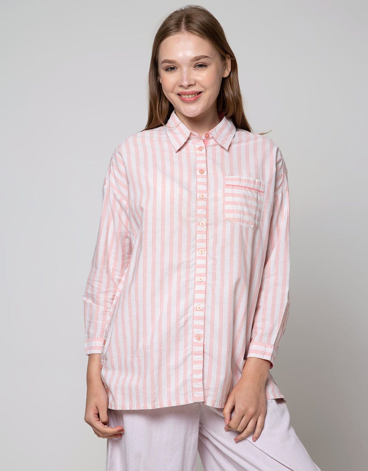 Triset Casual Stripe Pocket Blouse