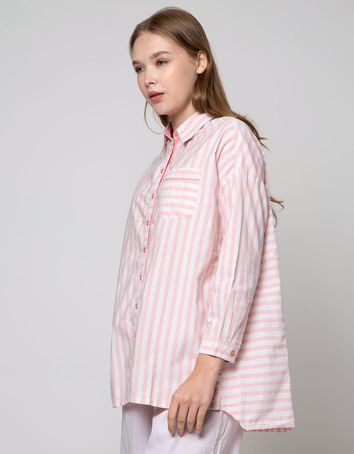 Triset Casual Stripe Pocket Blouse