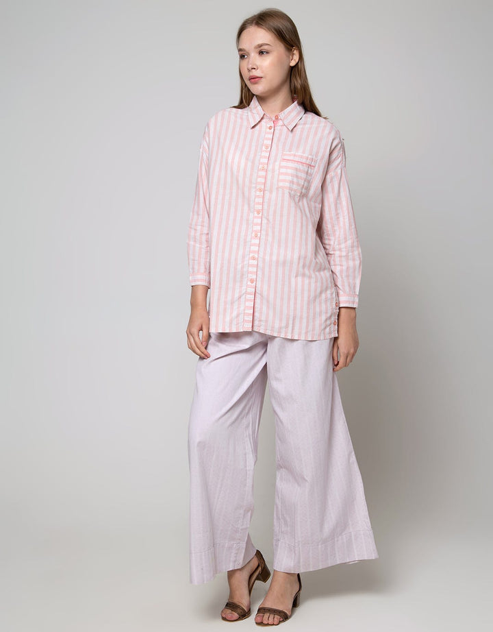 Triset Casual Stripe Pocket Blouse