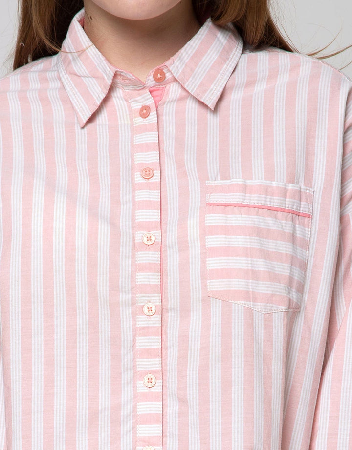 Triset Casual Stripe Pocket Blouse