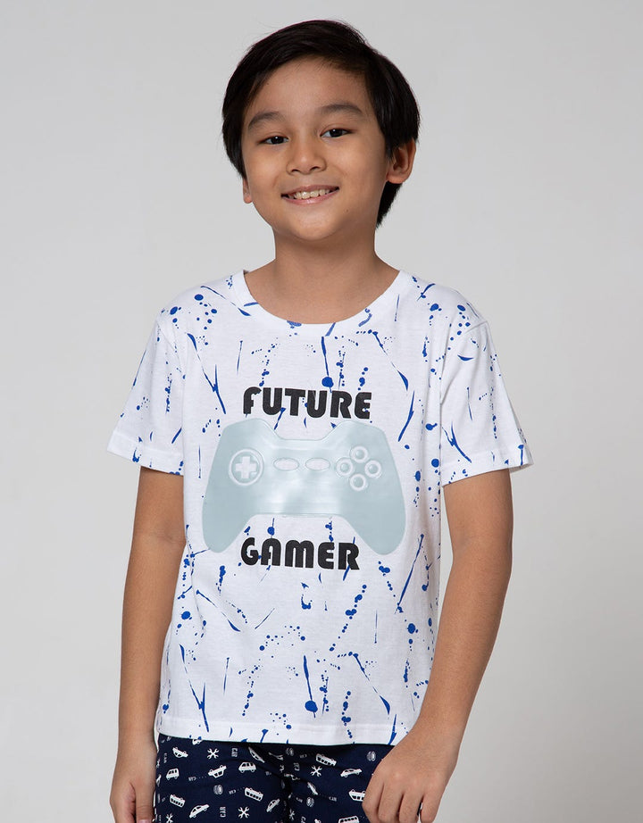 Little M Short Sleeve T-Shirt Print Splash Mettalic EmboShort Sleeve Game