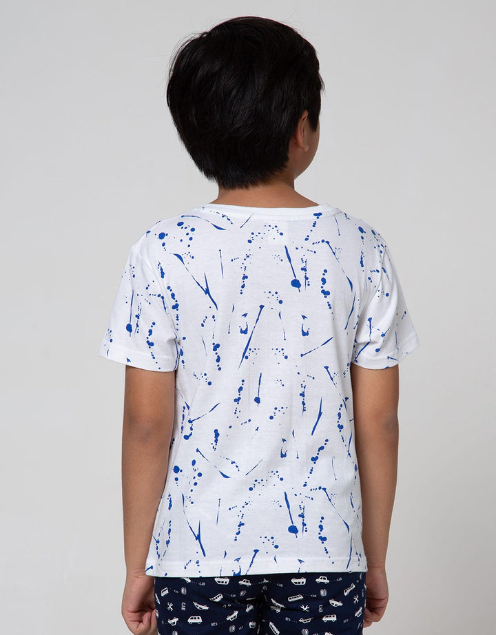 Little M Short Sleeve T-Shirt Print Splash Mettalic EmboShort Sleeve Game
