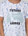 Little M Short Sleeve T-Shirt Print Splash Mettalic EmboShort Sleeve Game