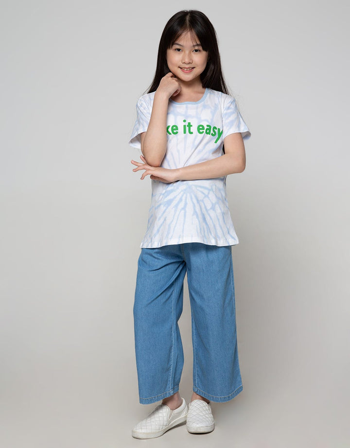 Aero Denim Pants Capri Plain Ribbon Front