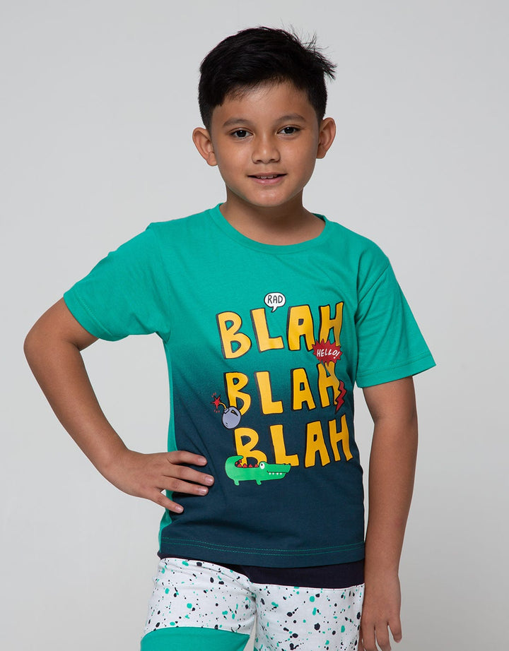Little M Short Sleeve T-Shirt Ombre Croco Blah Blah Blah
