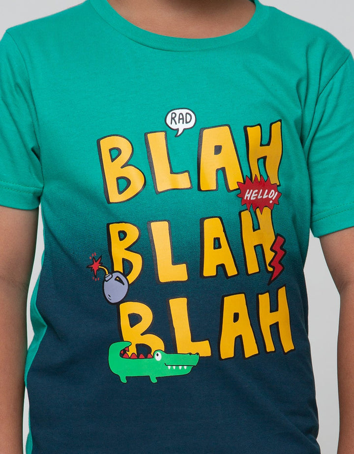 Little M Short Sleeve T-Shirt Ombre Croco Blah Blah Blah