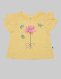 Pipiniko Short Sleeve T-Shirt Top Ruffle Sleeve Bee And Flower