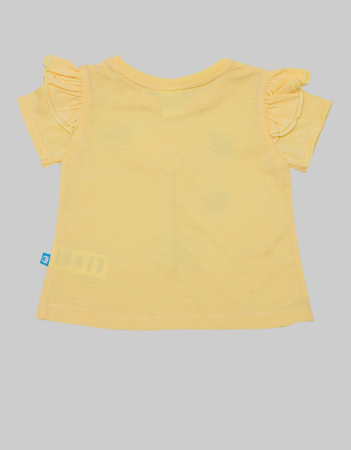 Pipiniko Short Sleeve T-Shirt Top Ruffle Sleeve Bee And Flower
