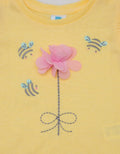 Pipiniko Short Sleeve T-Shirt Top Ruffle Sleeve Bee And Flower