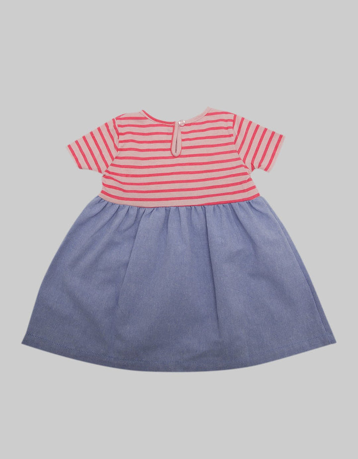 Pipiniko Short Sleeve Midi Dress Stripes Bunny In Pocket