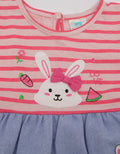 Pipiniko Short Sleeve Midi Dress Stripes Bunny In Pocket