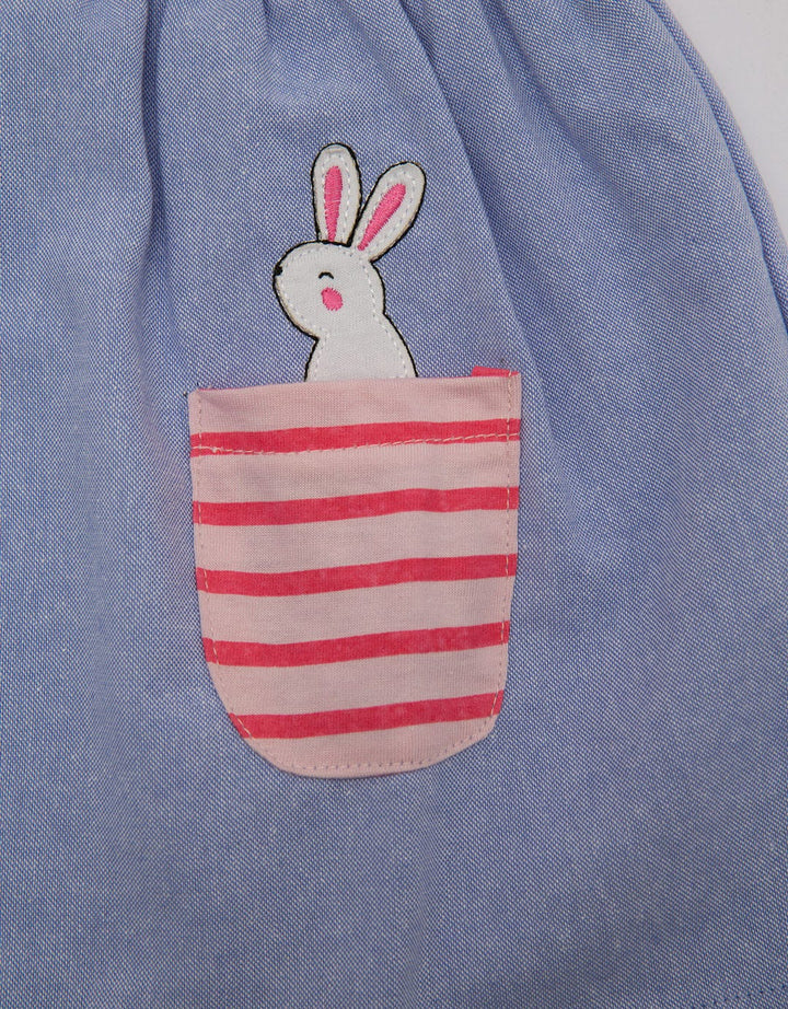 Pipiniko Short Sleeve Midi Dress Stripes Bunny In Pocket