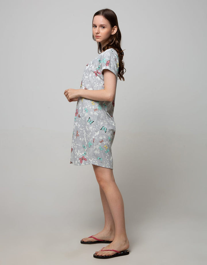 St. Yves Short Sleeve Midi Dress Colorful Butterfly
