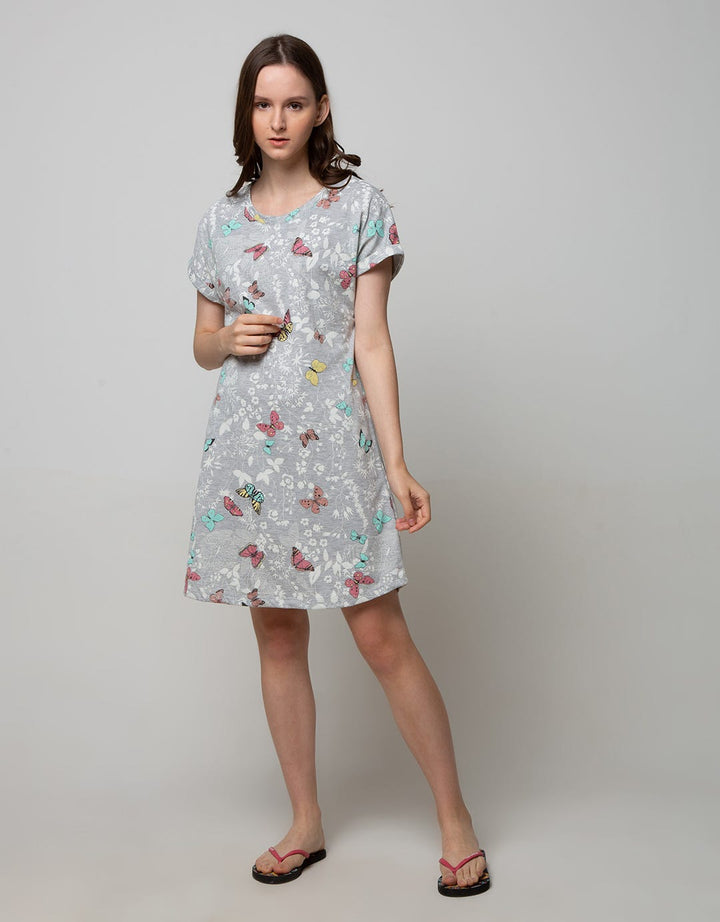 St. Yves Short Sleeve Midi Dress Colorful Butterfly