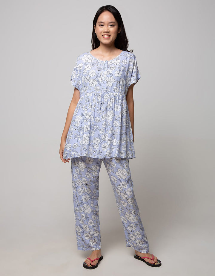 St. Yves Short Sleeve Pajama Pants White Rose