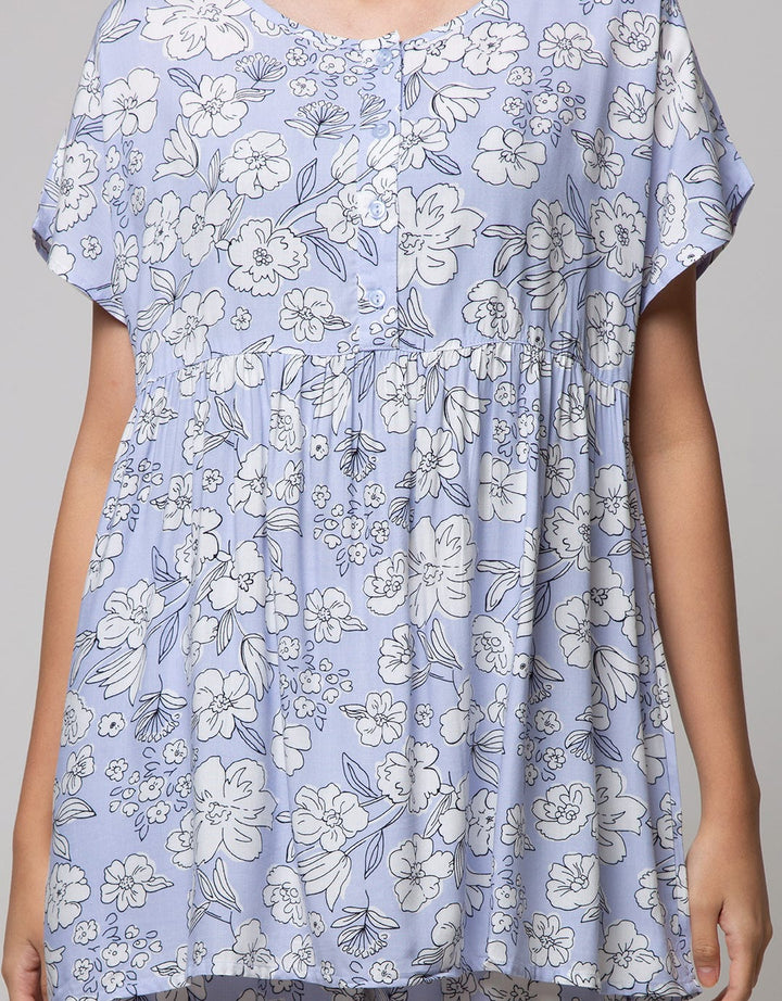 St. Yves Short Sleeve Pajama Pants White Rose