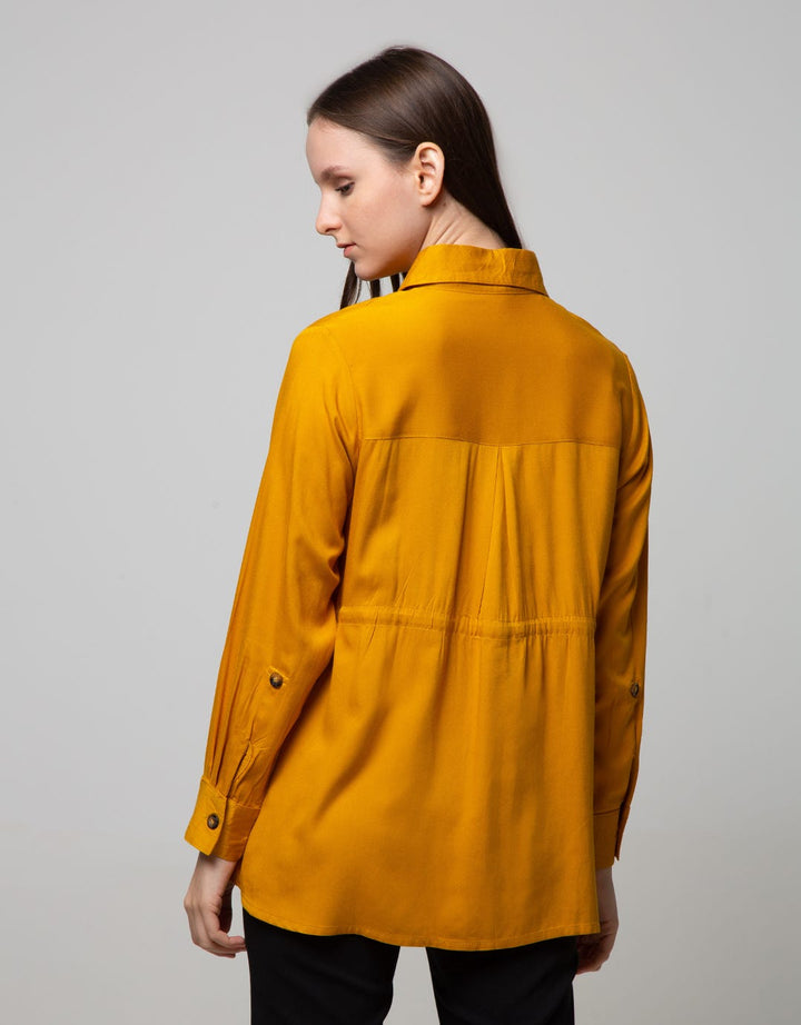 St. Yves Mom Long Sleeve Blouse Rayon Twill With Pockets