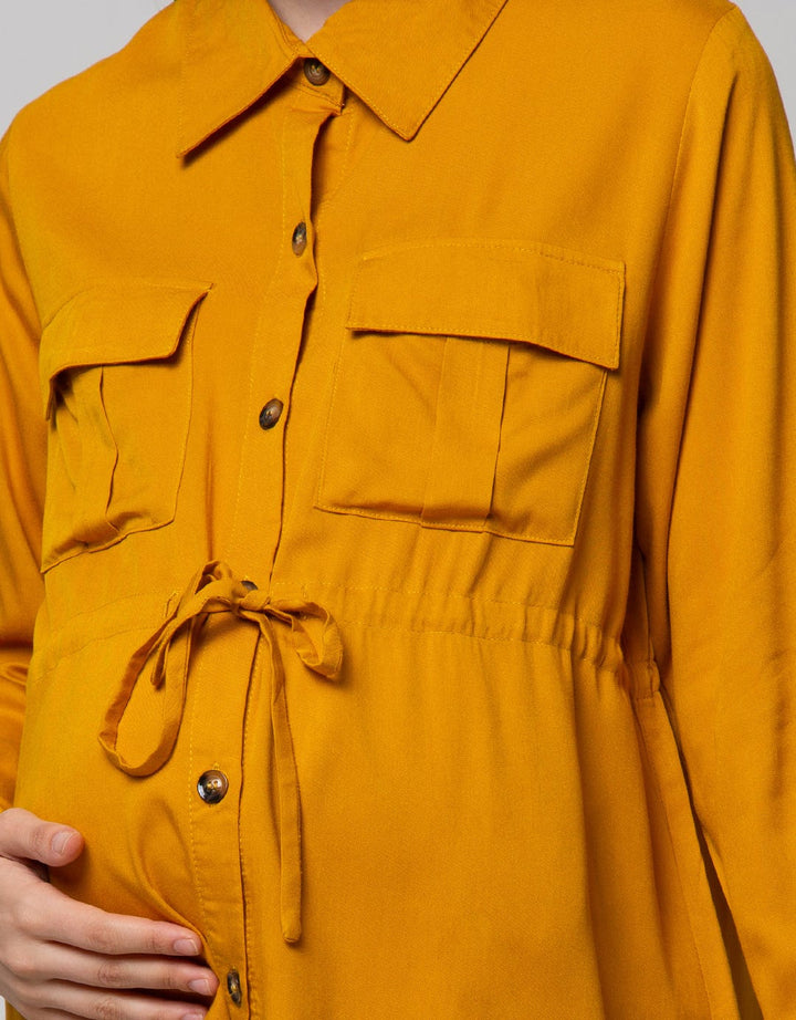 St. Yves Mom Long Sleeve Blouse Rayon Twill With Pockets