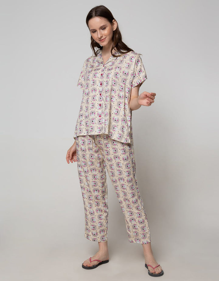 Nevada Short Sleeve Pyjama Pants Fur Bear