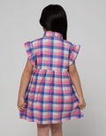 Little M Short Sleeve Midi Dress Kotak Lengan Geber