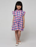 Little M Short Sleeve Midi Dress Kotak Lengan Geber