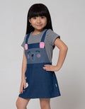 Little M Short Sleeve Midi Dress Overall Bear Rainbow