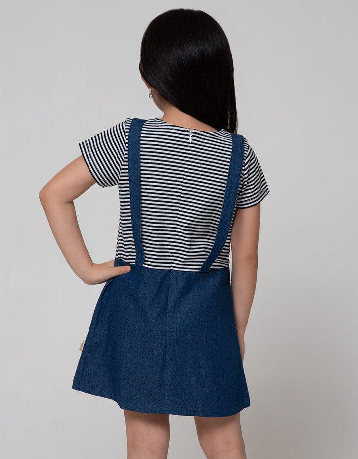 Little M Short Sleeve Midi Dress Overall Bear Rainbow