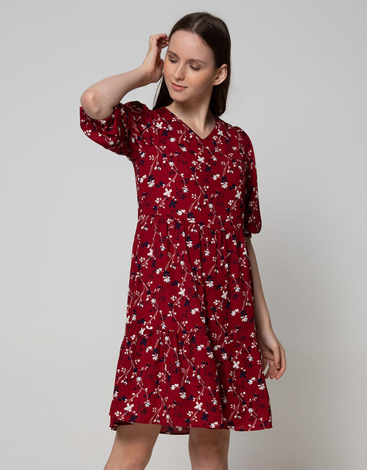 Connexion Long Sleeve Midi Dress Floral Print CNY