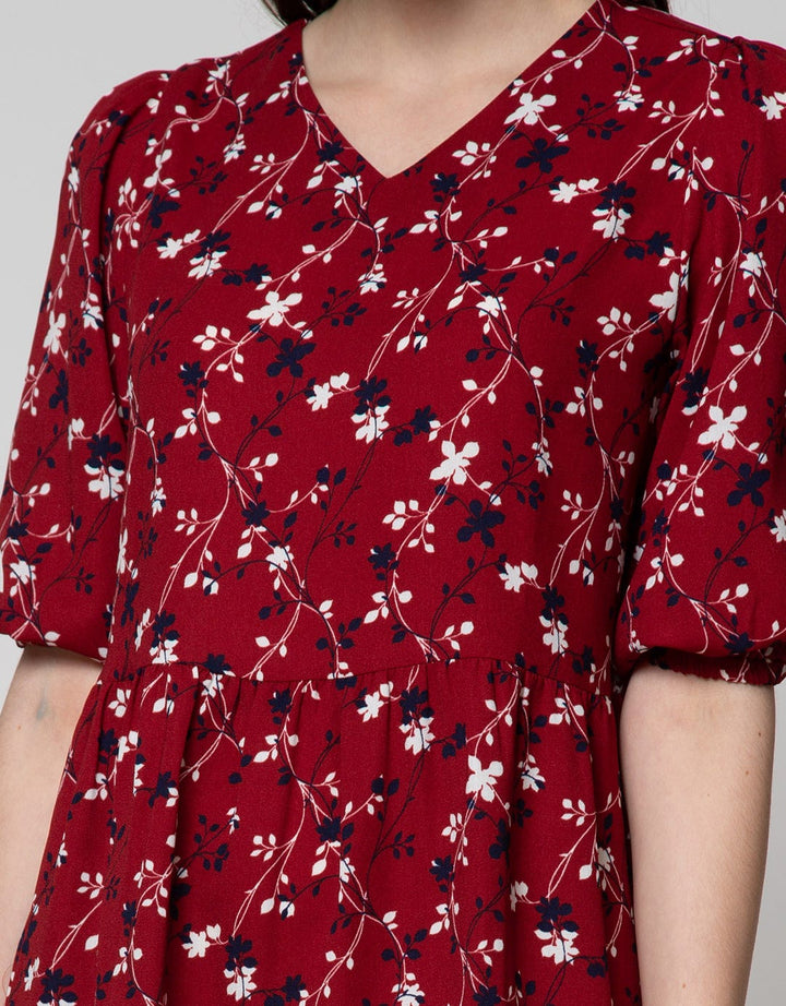 Connexion Long Sleeve Midi Dress Floral Print CNY