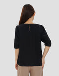 CONNEXION PUFF SLEEVE GATHERED NECK BLOUSE WANITA