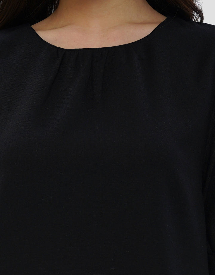 CONNEXION PUFF SLEEVE GATHERED NECK BLOUSE WANITA