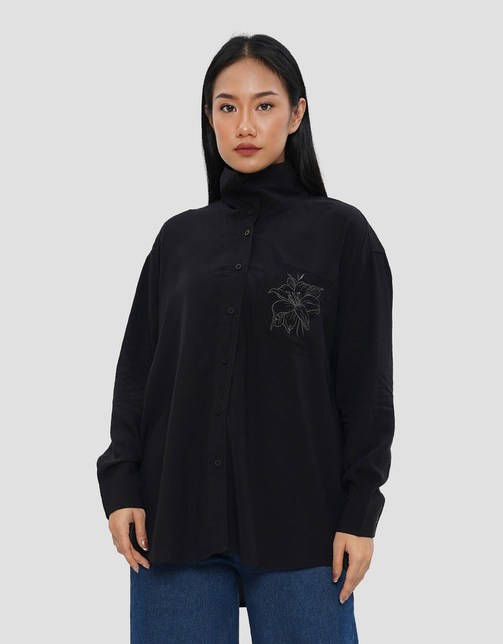 ANNISA FUNNEL NECK KEMEJA LENGAN PANJANG WANITA