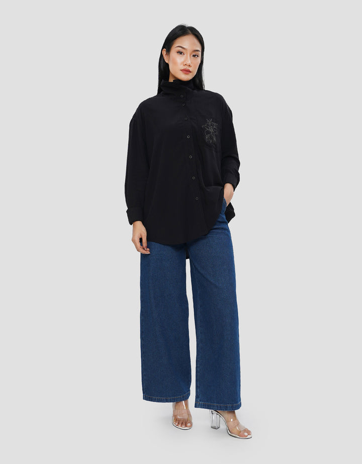ANNISA FUNNEL NECK KEMEJA LENGAN PANJANG WANITA