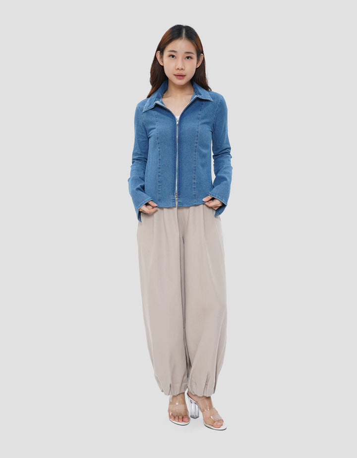 NEVADA STRETCH ZIPPER KEMEJA JEANS WANITA