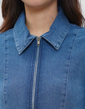 NEVADA STRETCH ZIPPER KEMEJA JEANS WANITA