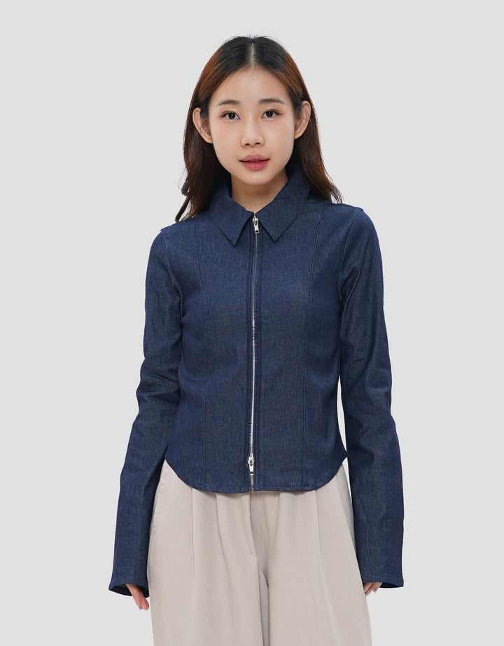 NEVADA STRETCH ZIPPER KEMEJA JEANS WANITA