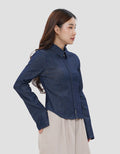 NEVADA STRETCH ZIPPER KEMEJA JEANS WANITA