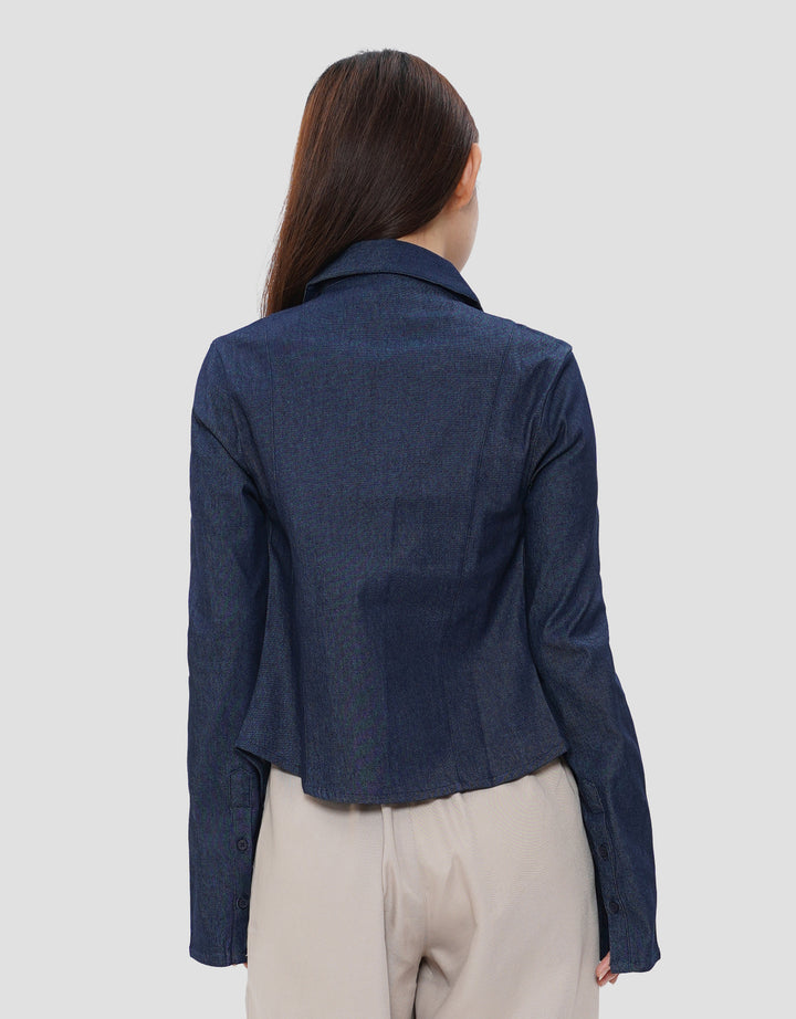 NEVADA STRETCH ZIPPER KEMEJA JEANS WANITA
