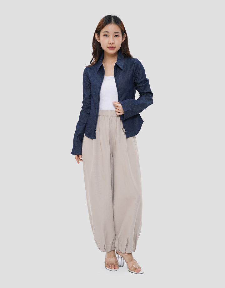 NEVADA STRETCH ZIPPER KEMEJA JEANS WANITA
