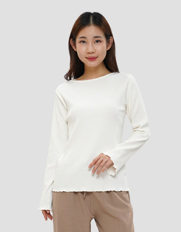CONNEXION RIB LETTUCE KAOS LENGAN PANJANG WANITA