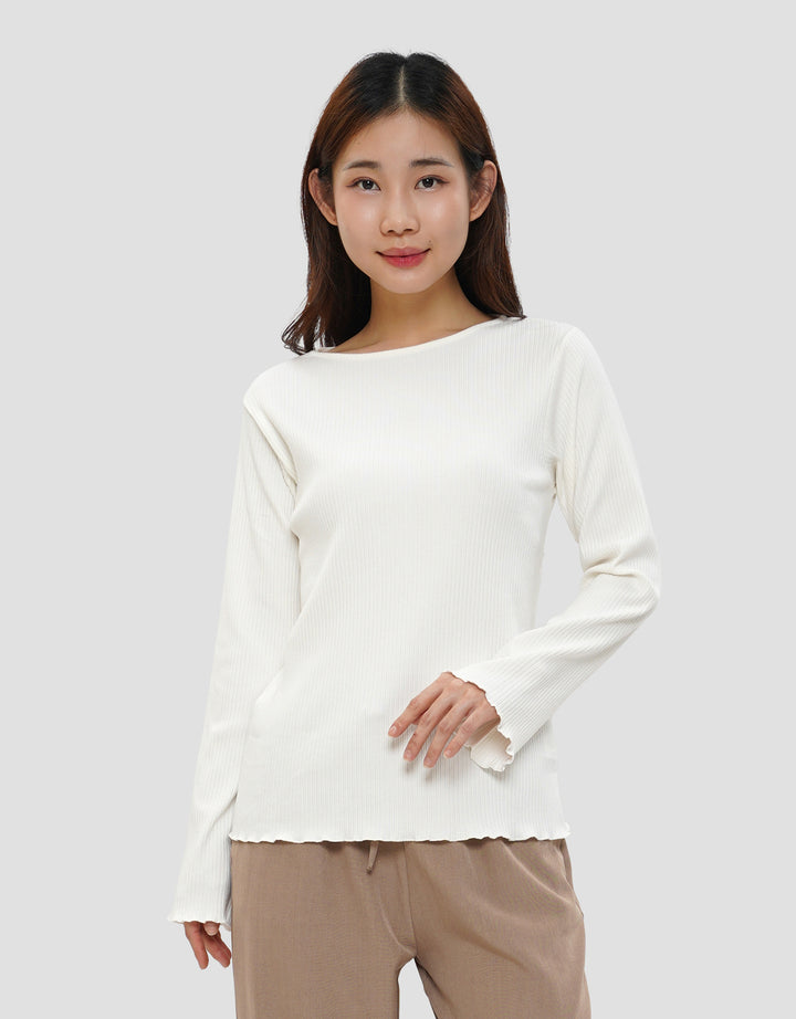 CONNEXION RIB LETTUCE KAOS LENGAN PANJANG WANITA